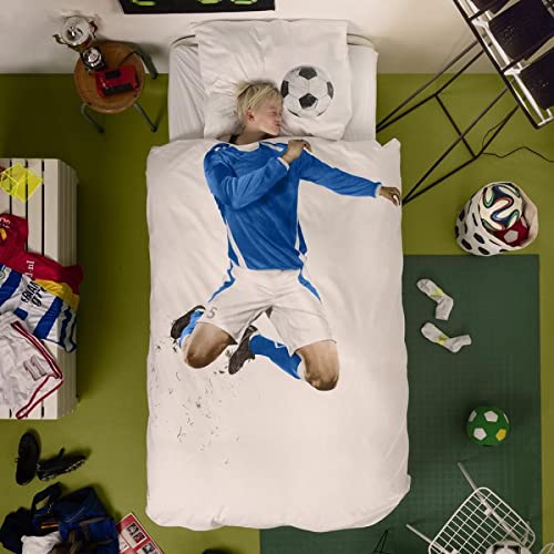 Snurk Fußballer B Bettbezug, Perkal, Weiß/Mehrfarbig, Single, 220 x 140 x 0.4 cm von Snurk