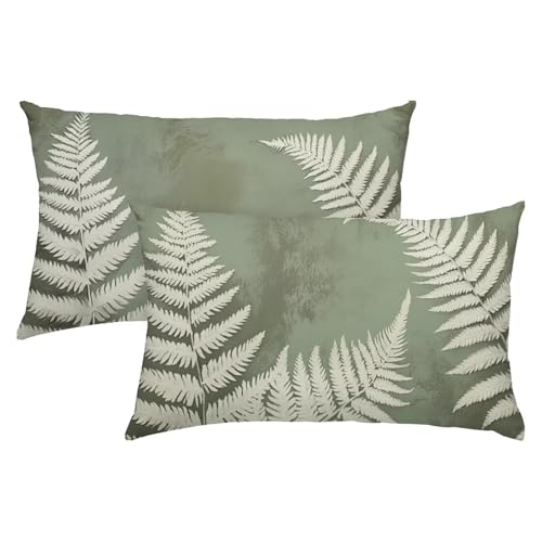 Anlage Kissenbezug 30 x 50 Samt 2er Set, Outdoor Wasserdichter Kissenbezug Salbeigrün, Kissenbezüge mit Mikrofaser Reißverschluss, Kissenhüllen für Schlafzimmer & Sofa, Weich & Pflegeleicht S-498 von Snuysogx