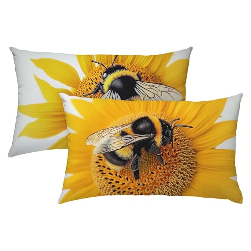 Biene Kissenbezug 70 x 90 Leinen 2er Set, Wasserdichter Kissenbezug Gelb, Kissenbezüge für Alle Jahreszeiten, Flauschig Weich und Bügelfrei Pillow Cover, Deko für Wohnzimmer Sofa, Bett, Garten S-289 Biene Kissenbezug 70 x 90 Leinen 2er Set, Wasserdichter Kissenbezug Gelb, Kissenbezüge für Alle Jahreszeiten, Flauschig Weich und Bügelfrei Pillow Cover, Deko für Wohnzimmer Sofa, Bett, Garten S-289 von Snuysogx