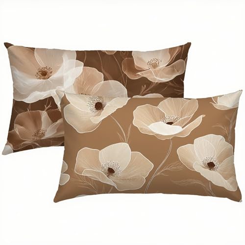Blumen Kissenbezug 30 x 50 Leinen 2 er Set, Outdoor Wasserdichter Kissenbezug Braun, Kissenbezüge mit Mikrofaser Reißverschluss, Kissenhüllen für Schlafzimmer & Sofa, Weich & Pflegeleicht S1-445 Blumen Kissenbezug 30 x 50 Leinen 2 er Set, Outdoor Wasserdichter Kissenbezug Braun, Kissenbezüge mit Mikrofaser Reißverschluss, Kissenhüllen für Schlafzimmer & Sofa, Weich & Pflegeleicht S1-445 von Snuysogx