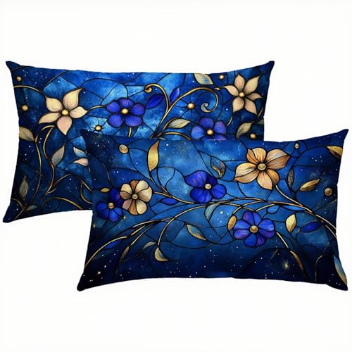 Blumen Kissenbezug 50 x 80 Samt 2 er Set, Outdoor Wasserdichter Kissenbezug Marineblau, Kissenbezüge mit Mikrofaser Reißverschluss, Kissenhüllen für Schlafzimmer & Sofa, Weich & Pflegeleicht S1-423 Blumen Kissenbezug 50 x 80 Samt 2 er Set, Outdoor Wasserdichter Kissenbezug Marineblau, Kissenbezüge mit Mikrofaser Reißverschluss, Kissenhüllen für Schlafzimmer & Sofa, Weich & Pflegeleicht S1-423 von Snuysogx