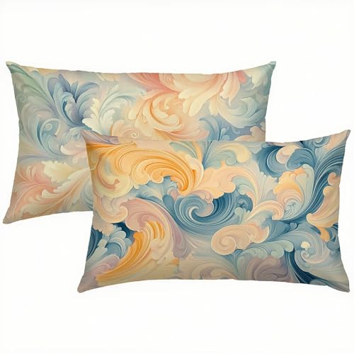 Blumen Kissenbezug 50x70 Kissenbezug Bunt Samt 2er Set, Wasserdichter Kissenbezüge für Alle Jahreszeiten, Mode Flauschig Weich und Bügelfrei Pillow Cover, Deko für Wohnzimmer Sofa, Bett, Garten S1-430 von Snuysogx