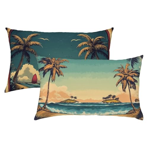 Strand Kissenbezug 40 x 60 Samt 2er Set, Wasserdichter Kissenbezug Retro, Kissenbezüge für Alle Jahreszeiten, Flauschig Weich und Bügelfrei Pillow Cover, Deko für Wohnzimmer Sofa, Bett, Garten S-384 Strand Kissenbezug 40 x 60 Samt 2er Set, Wasserdichter Kissenbezug Retro, Kissenbezüge für Alle Jahreszeiten, Flauschig Weich und Bügelfrei Pillow Cover, Deko für Wohnzimmer Sofa, Bett, Garten S-384 von Snuysogx