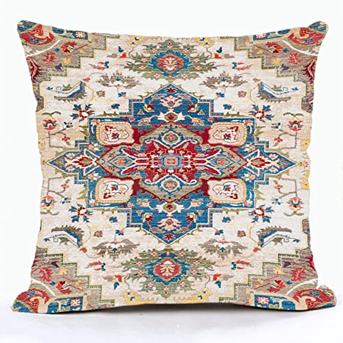 Snycler Boho persischer türkischer dekorativer Überwurf-Kissenbezug, Vintage-Druck, Bohemian-Chic-Akzent-Kissenbezug für Sofa, Couch, Schlafzimmer, Wohnzimmer, 50,8 x 50,8 cm von Snycler