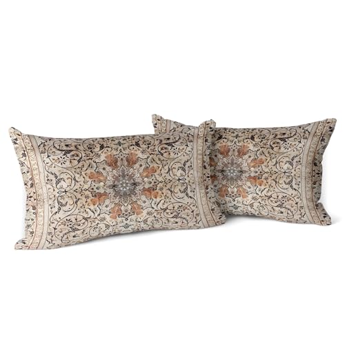 Snylcce 2er Set Boho Kissenbezüge Dekokissen 30 x 50 Samt Soft Kissenbezug Böhmischer Retro Ethno Dekorative Kissenhülle Zierkissenbezüge für Sofa Schlafzimmer Wohnzimmer Zuhause Dekoration Braun von Snylcce