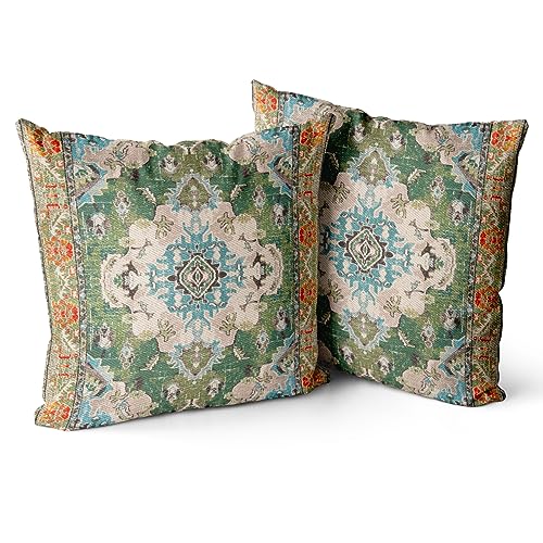 Snylcce 2er Set Boho Kissenbezüge Dekokissen 40 x 40 Samt Soft Kissenbezug Böhmischer Retro Ethno Dekorative Kissenhülle Zierkissenbezüge für Sofa Schlafzimmer Wohnzimmer Zuhause Dekoration Grün von Snylcce