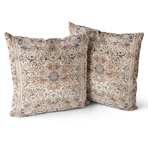 Snylcce 2er Set Boho Kissenbezüge Dekokissen 40 x 40 Samt Soft Kissenbezug Böhmischer Retro Ethno Dekorative Kissenhülle Zierkissenbezüge für Sofa Schlafzimmer Wohnzimmer Zuhause Dekoration Braun von Snylcce