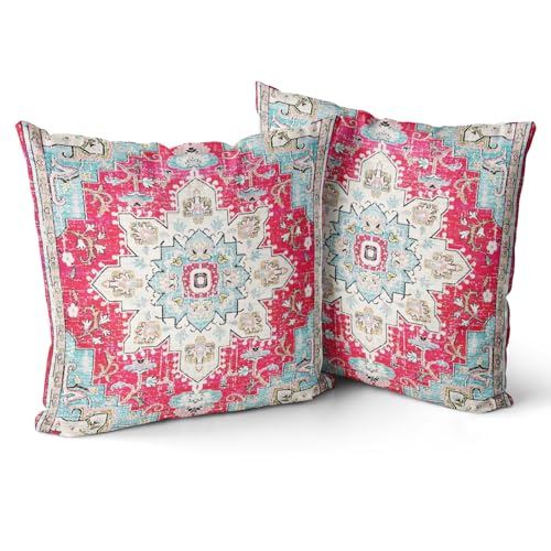Snylcce 2er Set Boho Kissenbezüge Dekokissen 40 x 40 Samt Soft Kissenbezug Böhmischer Retro Ethno Dekorative Kissenhülle Zierkissenbezüge für Sofa Schlafzimmer Wohnzimmer Zuhause Dekoration Rose von Snylcce