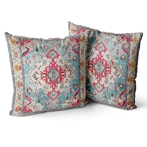 Snylcce 2er Set Boho Kissenbezüge Dekokissen 40 x 40 Samt Soft Kissenbezug Böhmischer Retro Ethno Dekorative Kissenhülle Zierkissenbezüge für Sofa Schlafzimmer Wohnzimmer Zuhause Dekoration Rot Boho von Snylcce