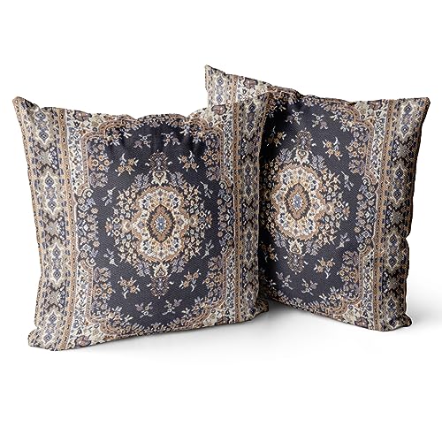 Snylcce 2er Set Boho Kissenbezüge Dekokissen 50 x 50 Samt Soft Kissenbezug Böhmischer Retro Ethno Dekorative Kissenhülle Zierkissenbezüge für Sofa Schlafzimmer Zuhause Dekoration Schwarzgold von Snylcce