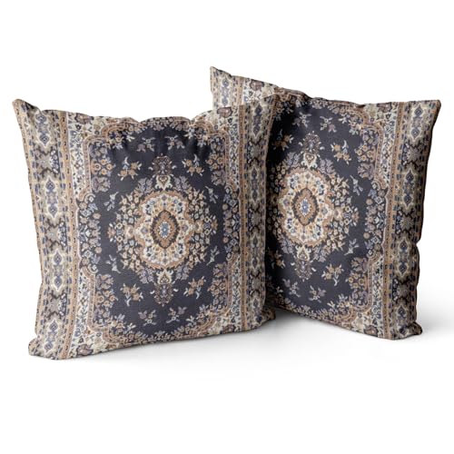 Snylcce 2er Set Boho Kissenbezüge Dekokissen 60 x 60 Samt Soft Kissenbezug Böhmischer Retro Ethno Dekorative Kissenhülle Zierkissenbezüge für Sofa Schlafzimmer Zuhause Dekoration Schwarzgold von Snylcce