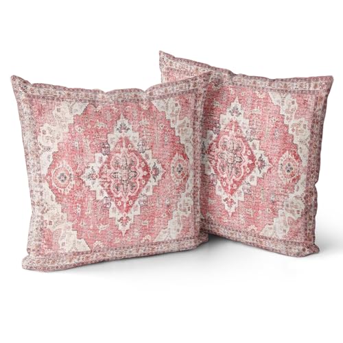 Snylcce 2er Set Boho-Kissenbezüge Rosa Antike & Vintage Design 40x40 cm Weiche Kissenbezüge für Gartensofa, Sofa, Bett - Zierkissenbezüge 16x16 inch Snylcce 2er Set Boho-Kissenbezüge Rosa Antike & Vintage Design 40x40 cm Weiche Kissenbezüge für Gartensofa, Sofa, Bett - Zierkissenbezüge 16x16 inch von Snylcce