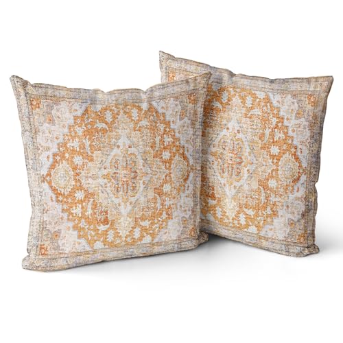 Snylcce 2er Set Kissenbezüge Boho gelb Antike & Vintage Design Weicher 50x50 cm Kissenbezug für Gartensofa, Sofa, Bett - Zierkissenbezüge 20x20 inch von Snylcce