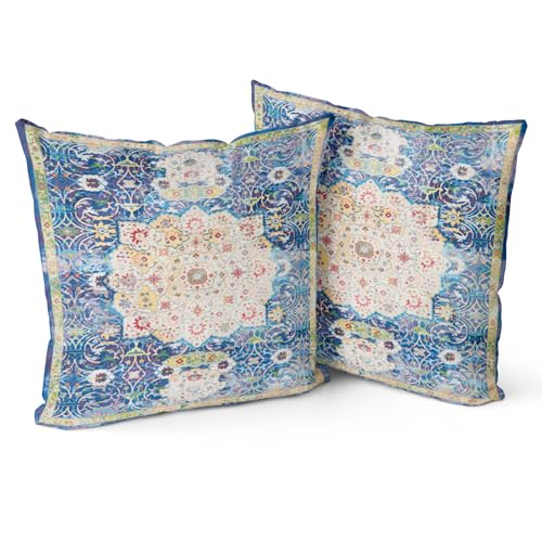 Snylcce Boho Kissenbezüge 2er Set Mitternachtsblau Antikes & Vintage Design, Doppelseitiges Muster - 45x45 cm Weiche Kissenbezüge für Garten Couch, Sofa, Bett - Dekorative 18x18 Zoll Kissenbezüge Snylcce Boho Kissenbezüge 2er Set Mitternachtsblau Antikes & Vintage Design, Doppelseitiges Muster - 45x45 cm Weiche Kissenbezüge für Garten Couch, Sofa, Bett - Dekorative 18x18 Zoll Kissenbezüge von Snylcce