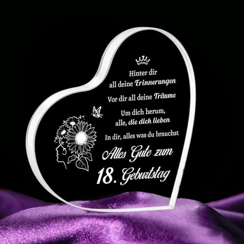 18. Geburtstag Mädchen Acrylherz Tischschmuck, Geschenke zum 18 Birthday Studenten, Geschenk für Studenten Feier, Coole Geschenkideen 18.Geburtstag Mädchen Beste Freundin Schwester Tochter Enkelin 18. Geburtstag Mädchen Acrylherz Tischschmuck, Geschenke zum 18 Birthday Studenten, Geschenk für Studenten Feier, Coole Geschenkideen 18.Geburtstag Mädchen Beste Freundin Schwester Tochter Enkelin von Snyvpra