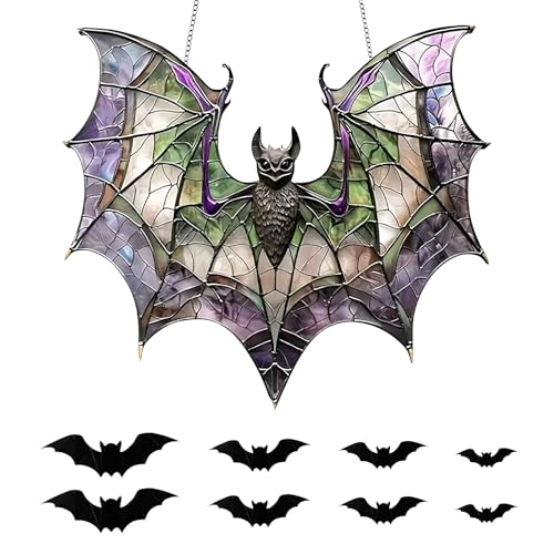 Halloween Deko, Fledermaus Deko Für Fenster Und Wände, 2er Set Mit Großer Farbiger Fledermaus Und 16 Kleinen Fledermäusen, Perfekt Für Halloween-Party Und Festliche Atmosphäre Halloween Deko, Fledermaus Deko Für Fenster Und Wände, 2er Set Mit Großer Farbiger Fledermaus Und 16 Kleinen Fledermäusen, Perfekt Für Halloween-Party Und Festliche Atmosphäre von Snyvpra