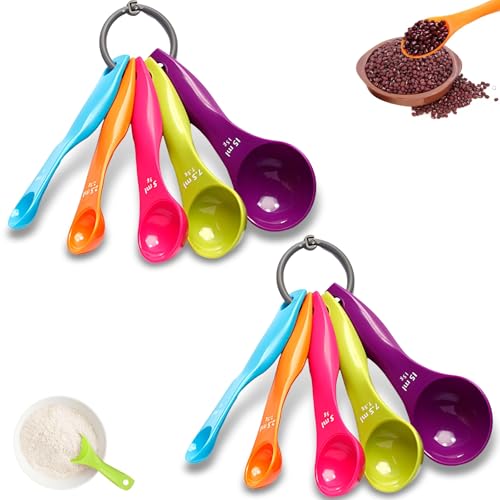 Messlöffel Set, 5 Stück Bunte Messlöffel Gramm Für Präzises Kochen Und Backen, Messlöffel Set Mit Unterschiedlichen Kapazitäten, Ideal Für Küche, Labor Und Kosmetik (2 X 5-Teiliges Set) von Snyvpra