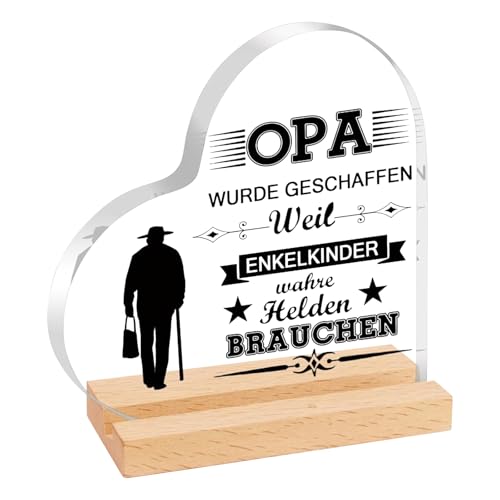 Opa Geschenk, Opa Geschenk Geburtstag, Einzigartige Herzförmige Acryl Heimdekoration, Mit Holzbasis, Beste Opa Geschenk, Tolles Geschenk für Opa zum Geburtstag, Vatertag, Ostern oder Weihnachten Opa Geschenk, Opa Geschenk Geburtstag, Einzigartige Herzförmige Acryl Heimdekoration, Mit Holzbasis, Beste Opa Geschenk, Tolles Geschenk für Opa zum Geburtstag, Vatertag, Ostern oder Weihnachten von Snyvpra