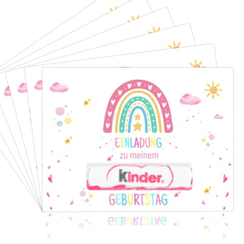 Snyvpra 12 Stück Regenbogen Einladungskarten zum Kindergeburtstag und 12 Briefumschläge, Bunte Einladung zur Geburtstagsfeier, Regenbogen Geburtstag Einladung für Mädchen Jungen Partyeinladungen ﻿ von Snyvpra