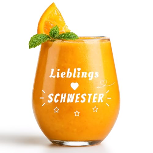 Snyvpra 420ml Graviert Weingläser Mit Text 'Lieblings SCHWESTER', Stemless Wine Glasses, Für Schwester Geschenk, Geschenk Schwester von Snyvpra