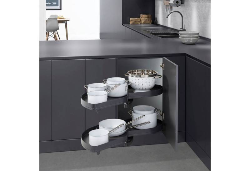 Kesseböhmer Auszugsboden Eckschrank-Schwenkauszug LeMans II ARENA pure anthrazit, für Türbreite 60 cm, links ausschwenkend von Kesseböhmer