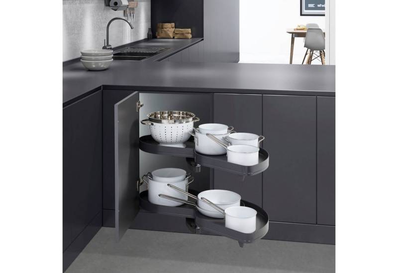 Kesseböhmer Auszugsboden Eckschrank-Schwenkauszug LeMans II ARENA pure anthrazit, für Türbreite 60 cm, rechts ausschwenkend von Kesseböhmer