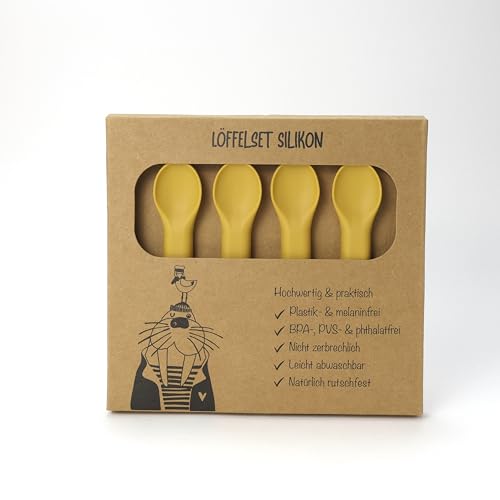 So&So Silikon Baby Esslernlöffel–4er-Pack BPA-freie Lernlöffel mit weicher Spitze für Kleinkinder–Baby-Training Löffel für Selbstfütterung, beißfest, ideal für-Led Weaning von So&So
