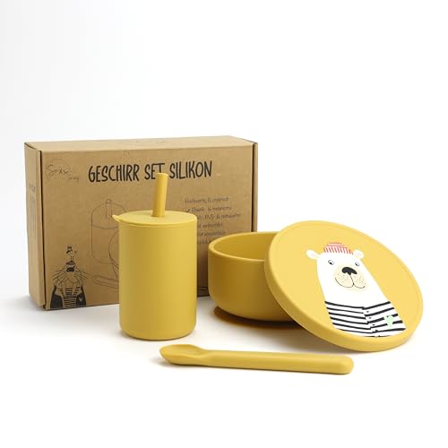 So&So Silikon Geschirr Set für Babys, hochwertiges BLW Baby Geschirrset mit Saugnapf, Deckel, Becher und Löffel – rutschfest und mikrowellengeeignet| Perfekt für Babys & Kleinkinder So&So Silikon Geschirr Set für Babys, hochwertiges BLW Baby Geschirrset mit Saugnapf, Deckel, Becher und Löffel – rutschfest und mikrowellengeeignet| Perfekt für Babys & Kleinkinder von So&So