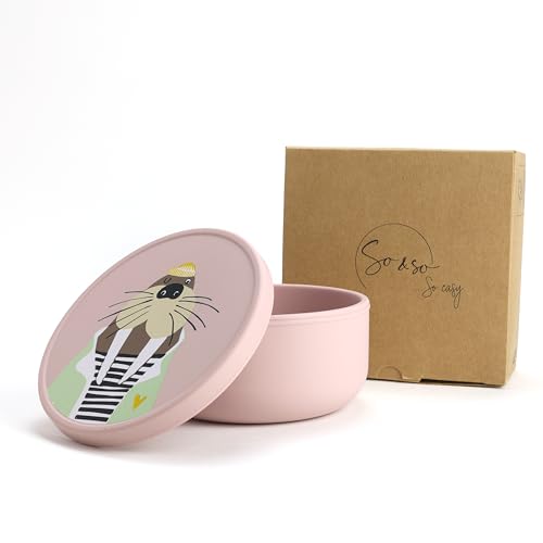 So&So Silikon Schüssel mit Deckel - Kinderschüssel, Beikost Baby Zubehör, Baby Geschirr, Breischale Baby von So&So