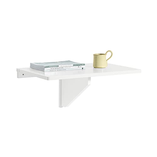 SoBuy Wandklapptisch Faltbarer Esstisch Kompakter Küchentisch Platzsparendes Design Klapptisch für Kleine Räume Wandmontierter Tisch 60x40cm Weiß FWT03-W von SoBuy