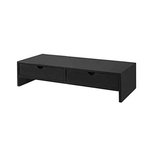 SoBuy Monitor Bildschirm Ständer Monitorerhöhung Bildschirmerhöher Monitorständer mit 2 Schubladen Schwarz BHT ca. 47x11x18cm BBF02-SCH von SoBuy