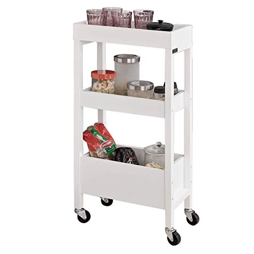 SoBuy® FKW49-W Rollwagen mit 3 Fächern Nischenwagen Badrollwagen Küchenregal Küchenwagen weiß BHT ca: 21x83x40cm von SoBuy