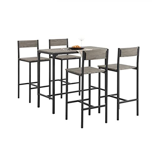 SoBuy® OGT14 Bartisch Set 5-teilig Sitzgruppe Esstisch Bistrotisch mit 4 Hockern von SoBuy