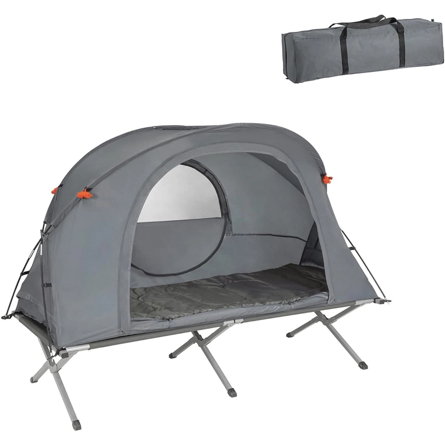 SoBuy 4in1-Zelt mit Campingliege Metall Polyester Oxford-Nylon Grau OGS60-HG von SoBuy