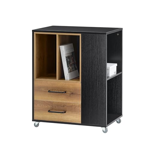 SoBuy Aktenschrank Aktenschrankwagen Druckertisch Druckerständer Rollcontainer Büroschrank Rollcontainer Lagerschrank Schrank für Büro Vintagebraun BHT ca. 60x75x40cm ASK01-PF von SoBuy