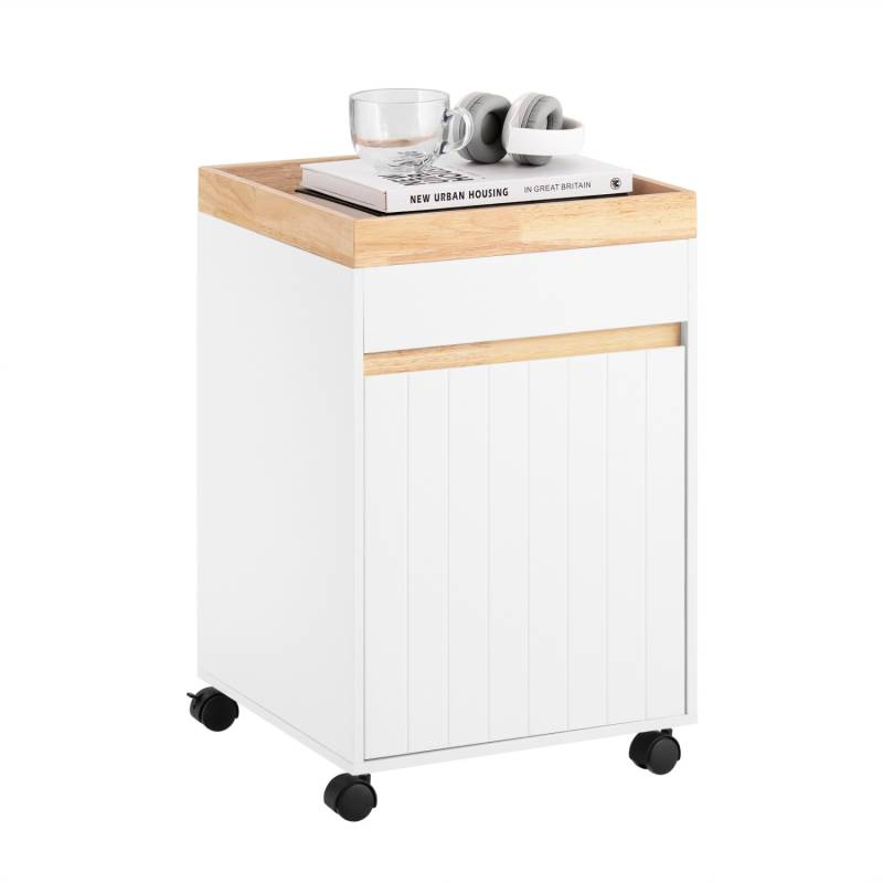 SoBuy Aktenschrank Rollcontainer Beistelltisch für Büro und Arbeitszimmer Weißnatur ASK03-W von SoBuy