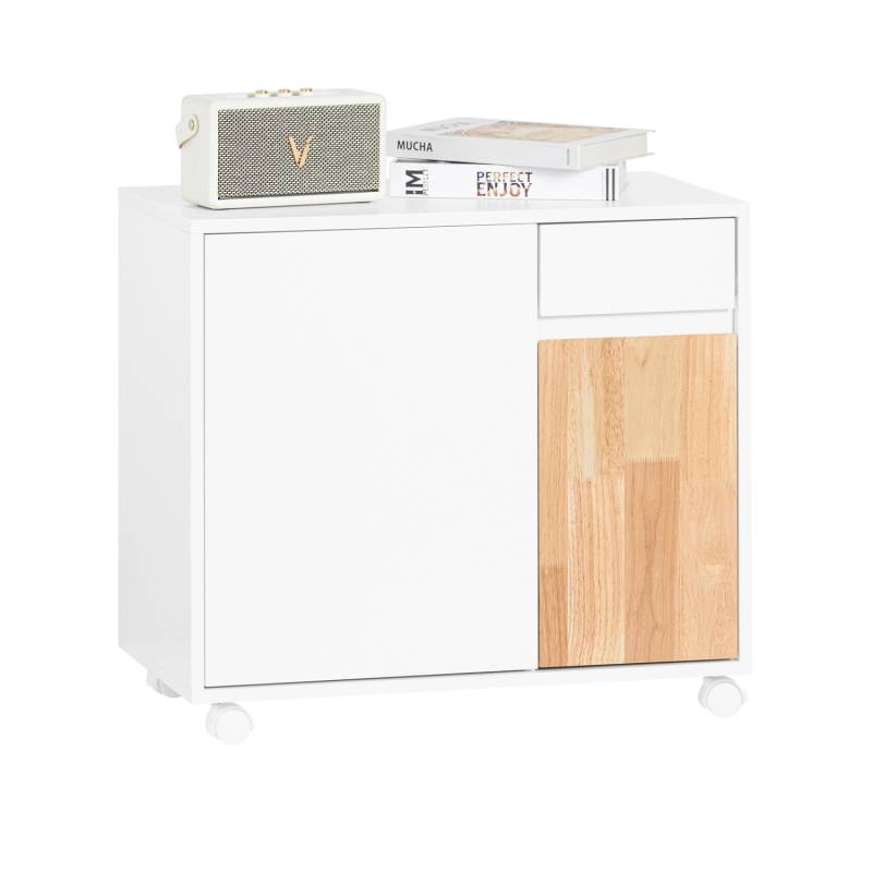 SoBuy Aktenschrank mit 2 Türen Druckertisch Rollcontainer für Büro Weiß ASK04-WN von SoBuy