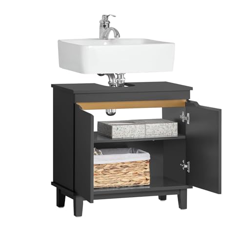 SoBuy Waschbeckenunterschrank - Badezimmerschrank mit Türen - Unterschrank für Waschbecken, schmales Badmöbel aus Holz für kleine Räume, Dunkelgrau, 60 x 59 x 30 cm, BZR113-DG SoBuy Waschbeckenunterschrank - Badezimmerschrank mit Türen - Unterschrank für Waschbecken, schmales Badmöbel aus Holz für kleine Räume, Dunkelgrau, 60 x 59 x 30 cm, BZR113-DG von SoBuy
