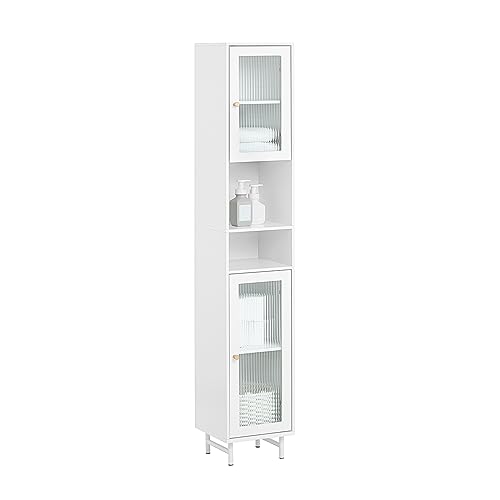 SoBuy BZR118-W Hochschrank Badezimmer Schrank Badschrank schmal Badregal Badezimmerschrank Badezimmermöbel Weiß BHT ca. 30x171x30cm von SoBuy