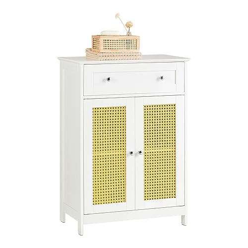 SoBuy BZR120-W Badkommode mit Einer Schublade und Türen Kommode Badschrank Badmöbel Sideboard Flurschrank Gelb BHT ca. 60x88x35cm von SoBuy