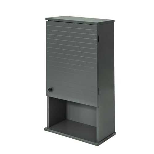 SoBuy BZR25-DG Hängeschrank mit Einer Tür und einem Fach Wandschrank Badhängeschrank Küchenschrank Medizinschrank Badmöbel dunkelgrau BHT ca: 40x76x21cm von SoBuy