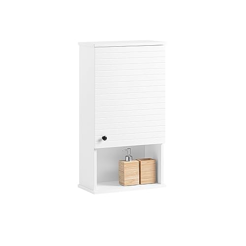SoBuy BZR25-W Hängeschrank mit Einer Tür und einem Fach Wandschrank Küchenschrank Badhängeschrank Medizinschrank Badmöbel Weiß BHT ca. 40x76x21cm von SoBuy