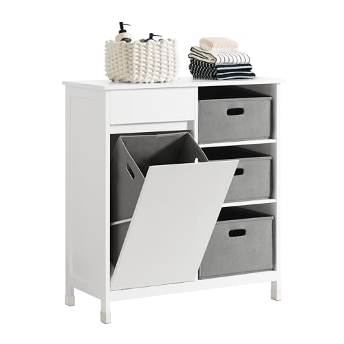 SoBuy Wäscheschrank - freistehender Badezimmerschrank mit Wäschekorb - platzsparender Badschrank mit 3 Körben und Schublade - Badmöbel aus Holz, für kleine Räume, Weiß, 80x91x38cm, BZR77-W SoBuy Wäscheschrank - freistehender Badezimmerschrank mit Wäschekorb - platzsparender Badschrank mit 3 Körben und Schublade - Badmöbel aus Holz, für kleine Räume, Weiß, 80x91x38cm, BZR77-W von SoBuy