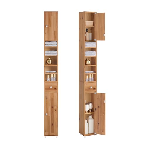 SoBuy Bad Hochschrank Schmal – Badschrank mit verstellbaren Ablagen aus Massivholz – platzsparendes Badezimmermöbel, Wasserabweisender, Zedernholz Holzfarbe, 20x180x20cm, BZR34-II-SH SoBuy Bad Hochschrank Schmal – Badschrank mit verstellbaren Ablagen aus Massivholz – platzsparendes Badezimmermöbel, Wasserabweisender, Zedernholz Holzfarbe, 20x180x20cm, BZR34-II-SH von SoBuy