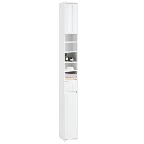 SoBuy Badezimmer Hochschrank mit 5 Fächern Badschrank Badregal mit 1 Schublade und Türen Badmöbel Weiß BHT ca. 20x180x20cm BZR160-W SoBuy Badezimmer Hochschrank mit 5 Fächern Badschrank Badregal mit 1 Schublade und Türen Badmöbel Weiß BHT ca. 20x180x20cm BZR160-W von SoBuy