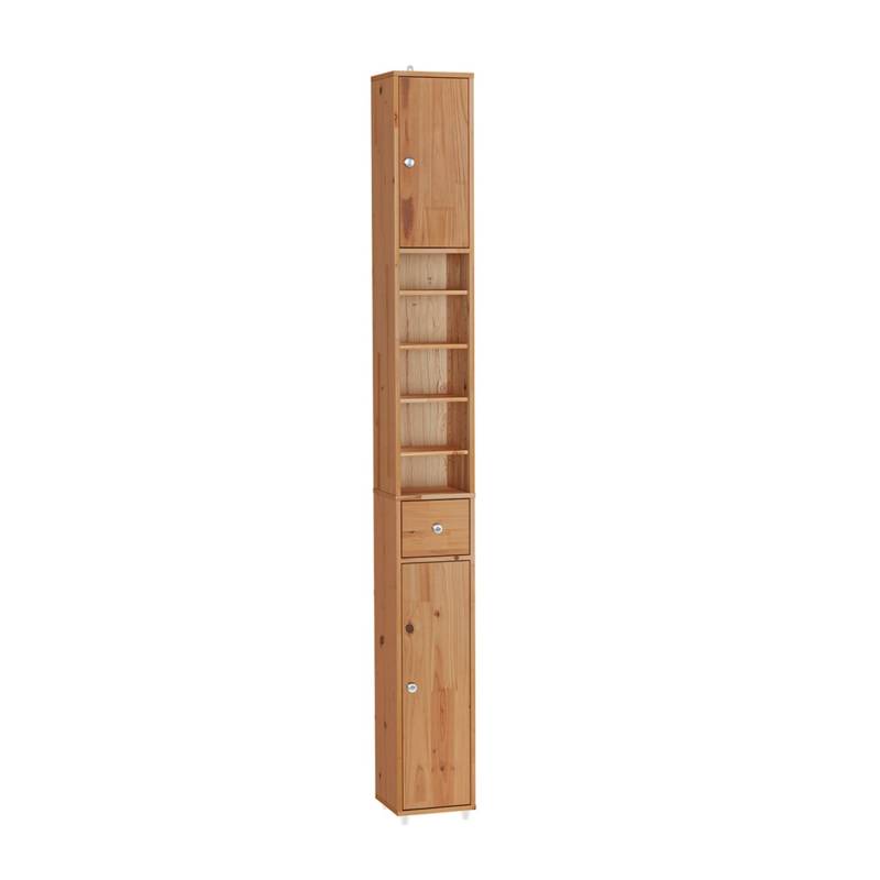 SoBuy Badezimmerschrank Hochschrank Badregal mit 6 Einlegeböden Massivholz 20x180x20cm BZR34-II-SH von SoBuy