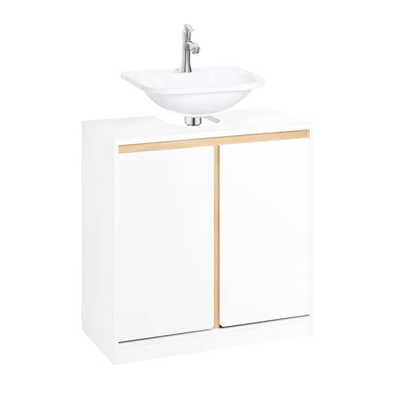 SoBuy Badezimmerschrank Waschbeckenunterschrank Waschtisch Weiß BZR78-W von SoBuy