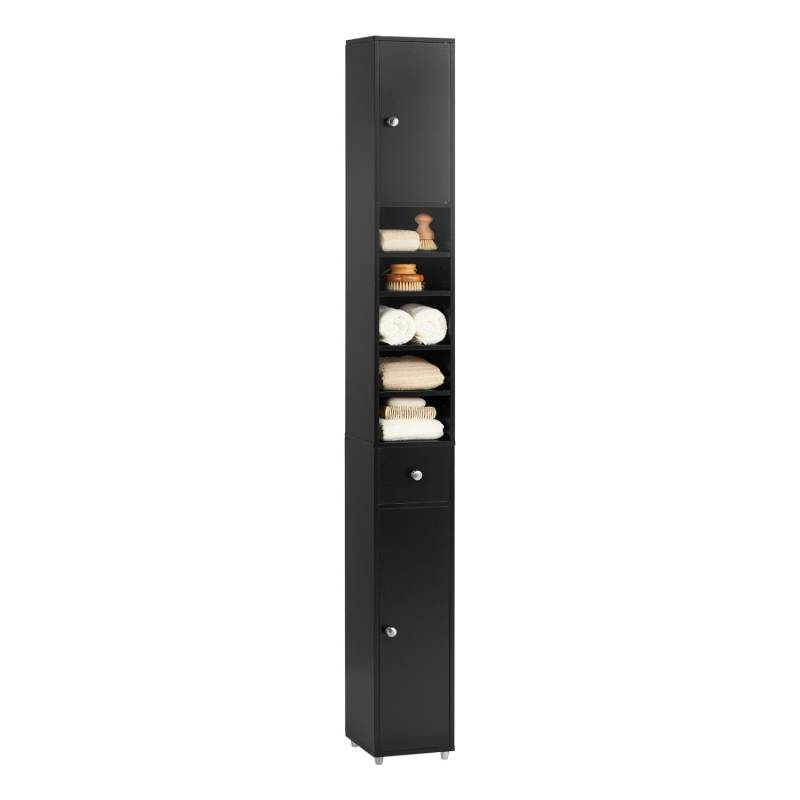 SoBuy Badezimmerschrank mit 5 Fächern und 1 Schublade Holz Schwarz BZR34-SCH von SoBuy