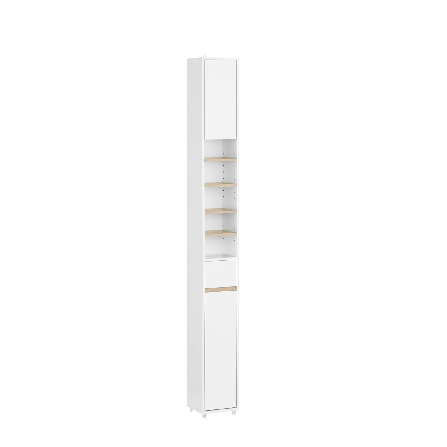 SoBuy Badzimmerschrank Hochschrank mit verstellbaren Einlegeböden 20x180x20cm Weiß-Natur BZR34-WN von SoBuy