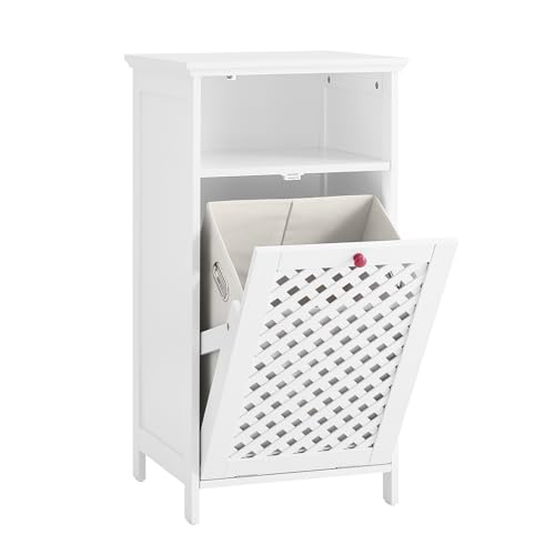 SoBuy Badezimmerschrank mit Wäschekorb & Offenem Fach – Badschrank aus E1 MDF & Vliesstoff, Belastbar bis 30kg Badezimmer Schrank Mit Geflochtenen Türen & Roten Griffen 45x41,5x87cm BZR211-W SoBuy Badezimmerschrank mit Wäschekorb & Offenem Fach – Badschrank aus E1 MDF & Vliesstoff, Belastbar bis 30kg Badezimmer Schrank Mit Geflochtenen Türen & Roten Griffen 45x41,5x87cm BZR211-W von SoBuy